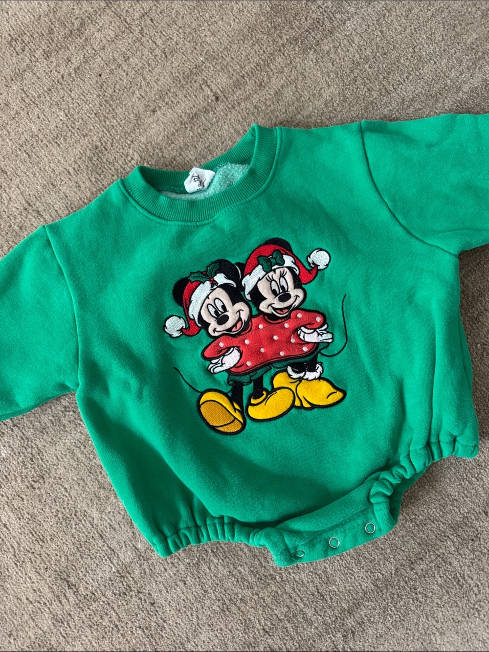 6M-9M Disney Mickey & Minnie sweatshirt romper Christmas